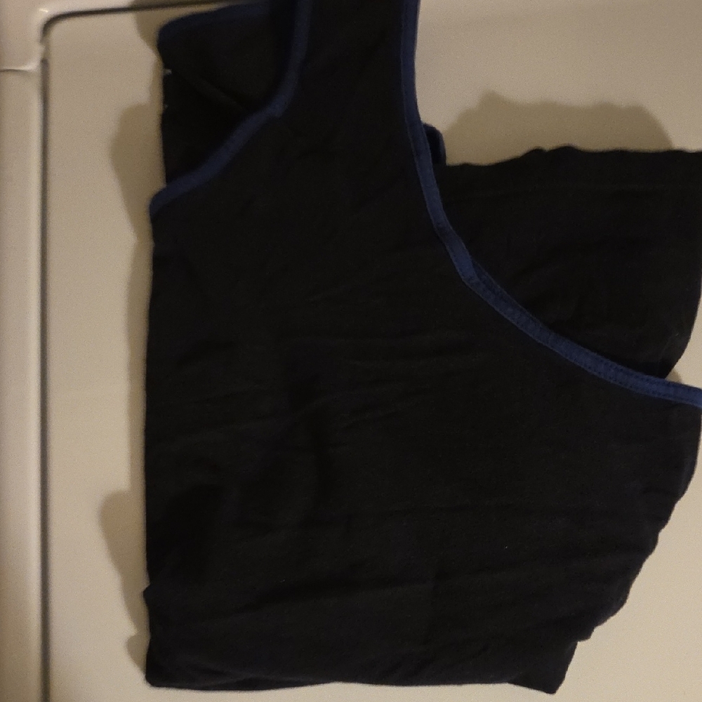 Black T-Shirt with Blue Trim